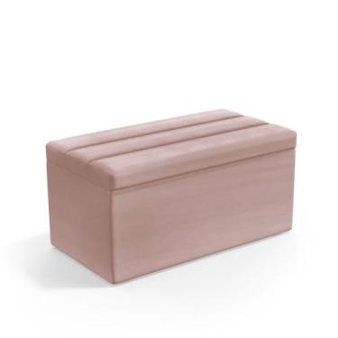 Imagem de Calçadeira Baú Ursa 90 para Cama de Solteiro N-031 Veludo Rosê Claro A