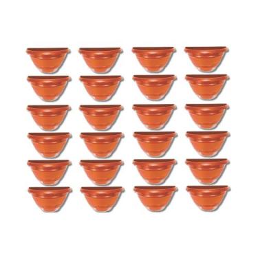 Imagem de Kit Vasos Plantas Cerâmico Jardim 24 Peças Vaso Meia Lua - CasaBebeDec