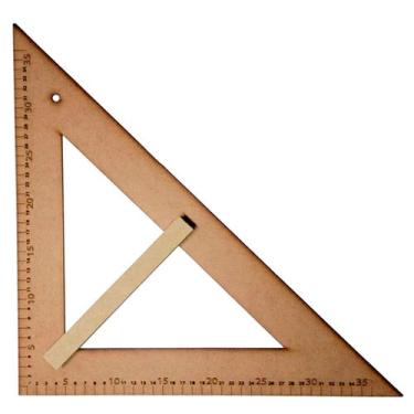 Imagem de Esquadro de Madeira do PROFESSOR Em MDF 45 Graus Escala de 35 cm 2934 