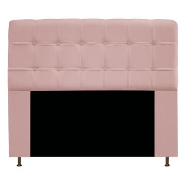 Imagem de Cabeceira Estofada Mel com Capitonê 140 cm para Cama Box de Casal Suede Rosê Quarto - AM Decor