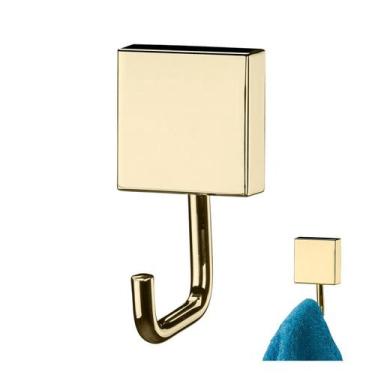Imagem de Gancho Cabide Suporte Porta Toalha de Parede Multiuso Dourado - 7506DD