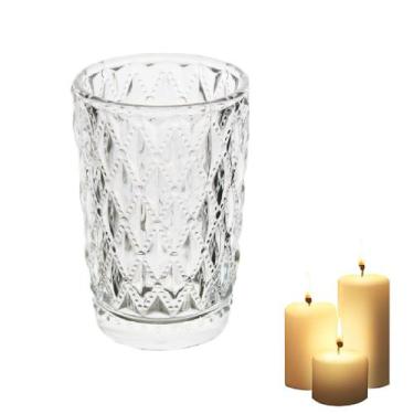 Imagem de Porta Vela Copo De Vidro Redondo Cristal Decoração - Cascavel