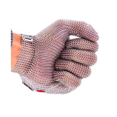 Imagem de Luva De Segurança Malha Aço Inox Açougue Anti-corte Com Ca - CENCI, G