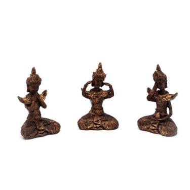 Imagem de Trio de Budas sábios surdo, cego e mudo 14 cm em resina - Loja Bora, D