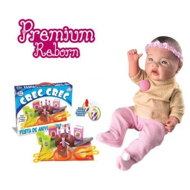 Imagem de Kit Boneca Bebê Reborn Menina Vinil + Festa de Aniversário - Milk Brin