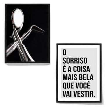 Imagem de Kit 2 Quadros Para Consultório Odontológico 24X18Cm Branca - Quadros O