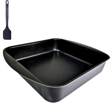 Imagem de Forma Assadeira Quadrada nº2 Antiaderente + Espátula Nylon - Marcolar,