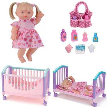 Imagem de Boneca Elisi 30 Frases + Bercinho Dormir e Bolsa Acessórios - Monte Lí