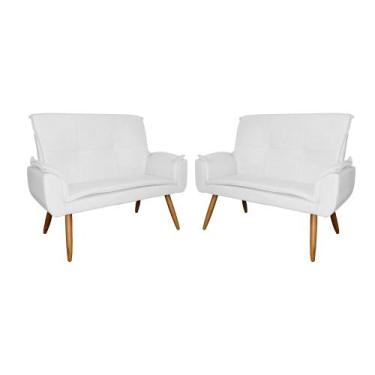 Imagem de Kit 02 Poltronas Namoradeiras Emília Suede Cores - DS Estofados, Branc
