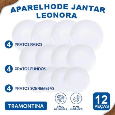 Imagem de Aparelho de Jantar Leonora Tramontina Jogo de Pratos Rasos, Fundos e S