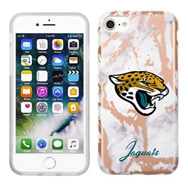 Imagem de Prime Brands Group Capa de celular para Apple iPhone 8/7/6S NFL licenciado Jacksonville Jaguars, mármore branco e ouro rosa