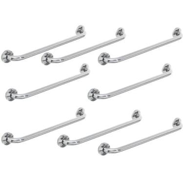 Imagem de Barra Alça Apoio 50cm Aço Inox Kit 8 Uni Anti Queda Idoso Gestante Ace