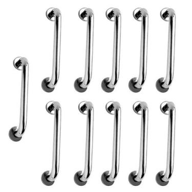 Imagem de Alça de Apoio 30cm Barra Inox Kit 11 Unidades Suporte Anti Queda Idoso