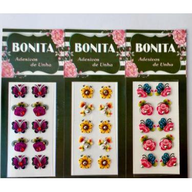 Imagem de 200 adesivos de unha 3d com pedras pedraria 20 cartelas - BONITA ADESI
