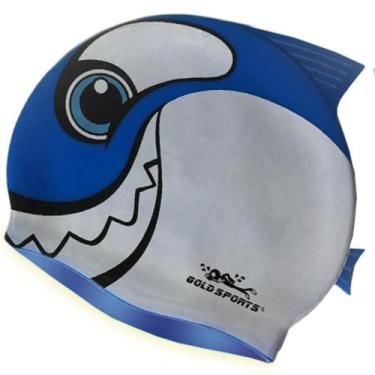 Imagem de Touca De Natação Gold Sports Kids Happy Shark De Silicone, Unissex, Ún