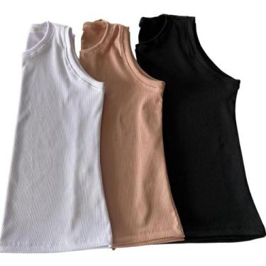 Imagem de Blusa Feminina Regata Básica Cavada Sem Manga Elegante  - Multiborba, 