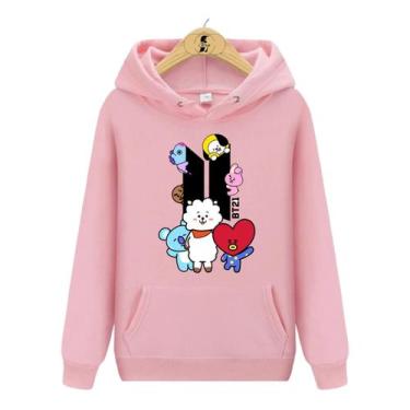 Imagem de Blusa de Moletom Canguru BTS Mascotes BT21 Kpop II - Wess Store, Rosa,