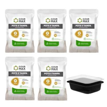 Imagem de Pote Preto 120un 750ml Descartável Marmita Freezer Microondas Fitness 