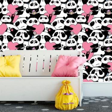 Imagem de Papel de Parede Panda Coração - QCola, 0,60 x 3,00 metros