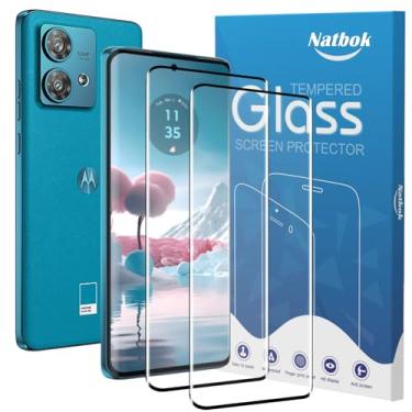 Imagem de Natbok Pacote com 2 protetores de tela 3D compatíveis com Moto Edge 40 Neo/Edge 40, cobertura total 3D, película de vidro temperado 9H, transparente, resistente a arranhões, sem bolhas para Moto Edge