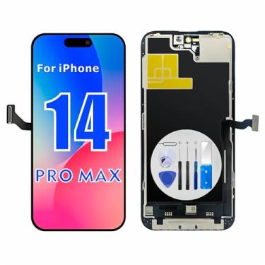 Imagem de JG-TR Tela de substituição para iPhone 14 Pro Max (6,7 polegadas), tela LCD 3D Touch Digitalizador com kits de ferramentas de reparo (para A2651, A2893, A2896, A2895, A2894), 120Hz ProMotion, protetor