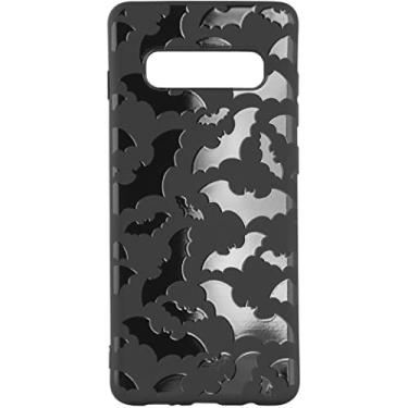 Imagem de Cavka Capa de telefone preta fosca compatível com - Samsung Galaxy S10 4G 2019 - Capa de borracha TPU à prova de choque morcegos góticos linda estampa assustadora leve protetora de silicone bumper