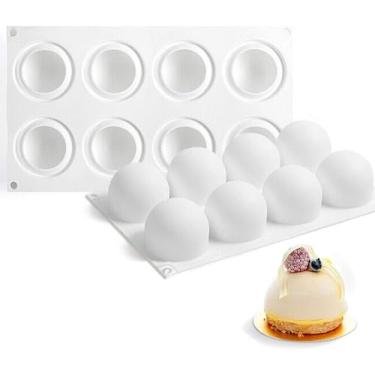 Imagem de MUNIU Moldes de silicone em forma de bola 3D, molde de assar para bolo de mousse, molde de silicone para assar bolos, molde de sobremesa francês para confeitaria chocolate, geleia e sorvete (8 cavidades)