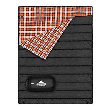 Imagem de Saco de dormir duplo de flanela de algodão para acampamento, mochilão ou caminhadas Saco de dormir à prova d'água tamanho Queen 2 pessoas para adultos ou adolescentes. Caminhão, barraca ou almofada de dormir, leve (travesseiros não incluídos)