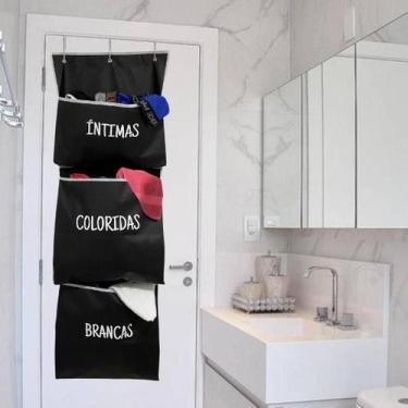 Imagem de Cesto Saco Organizador de Pendurar Atrás da Porta de Roupa Suja e Brin