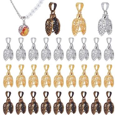 Imagem de PH PandaHall 30 pçs 3 cores, fivelas de latão, presilha de pinça, fecho de fivela, pingente, pingente, conector, achados para pingentes, colares, joias, artesanato, platina/bronze antigo/dourado