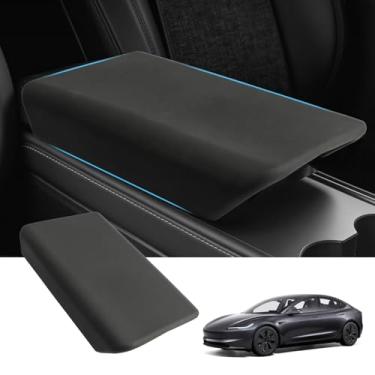 Imagem de Zekrom Capa de apoio de braço para Tesla Model 3 2024, capa de console central acessórios interiores TPE capa protetora de console central capa de caixa de apoio de braço preta