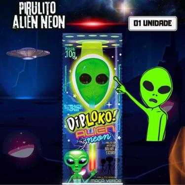 Imagem de Pirulito Alien NEON com Cabinho que Brilha no Escuro Alienígena Colori