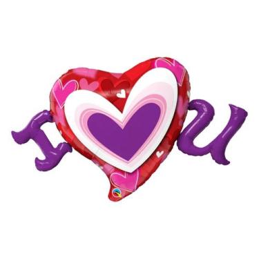 Imagem de Balão de Festa Microfoil 46" 116cm - Coração I Love You Radiante - 1 u
