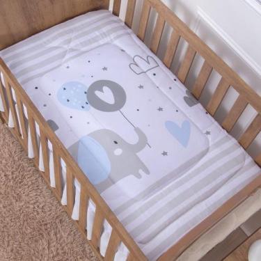 Imagem de Edredom de Berço Elefantinho Bernardo Azul Dupla Face - Miguel Baby