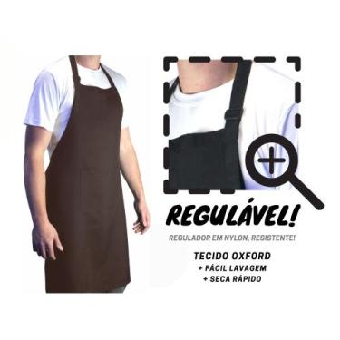 Imagem de Avental Com Bolso Oxford Preto Cozinha Hamburgueria Chef - Visual Unif