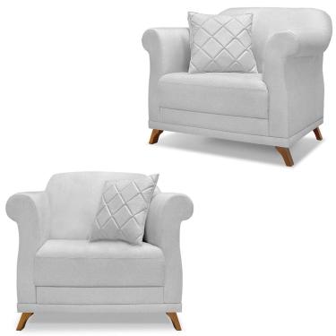 Imagem de Kit 2 Poltronas Decorativas Retro Polo Linho Grigio Ezz