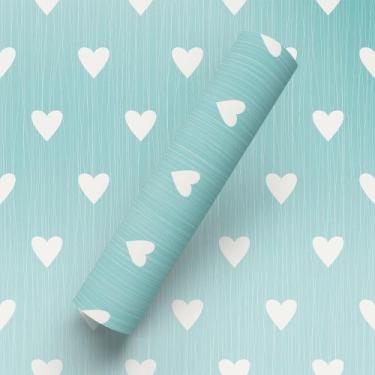 Imagem de Papel De Parede Adesivo Tema Coração Fundo Verde Quarto Teen - Bazar D