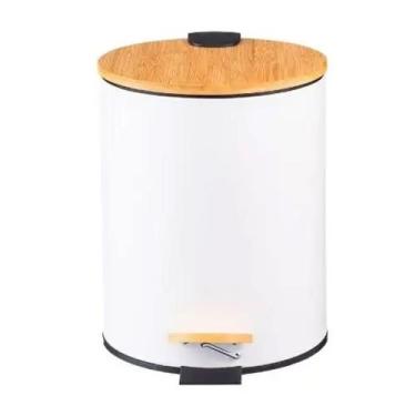 Imagem de Lixeira Em Inox E Tampa Bambu 5 Litros Com Pedal - Paramount Plasticos