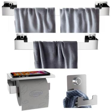 Imagem de Kit Acessórios Banheiro 4 Peças Inox Dupla Fixação SF.ELG - ShopForte