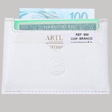 Imagem de Carteira  Slim Porta RG Cartões e CNH Artlux em Couro 954, Branco