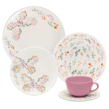Imagem de Aparelho De Jantar E Chá 20 Peças Oxford Unni Jardim Secreto, Branco e