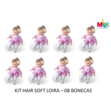 Imagem de Kit 08 Bonecas Colecao Hair Soft Loira Corpo de Pano Super Macia menin