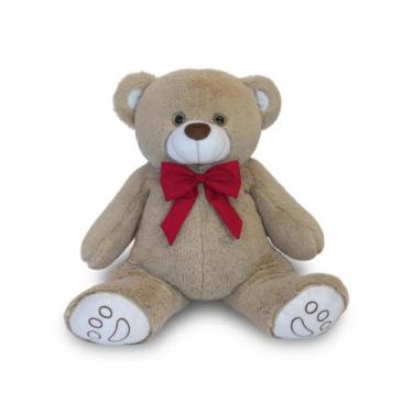 Imagem de Urso de Pelúcia Théo 70cm Anti-alérgico - Toybrink, Avelã, Vermelho