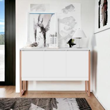 Imagem de Buffet Aparador Industrial para Sala Dakar Branco Cobre