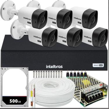 Imagem de Kit 6 Camera de Seguranca Intelbras Bullet vhl 1120b Externa Dvr 8 canais multi hd