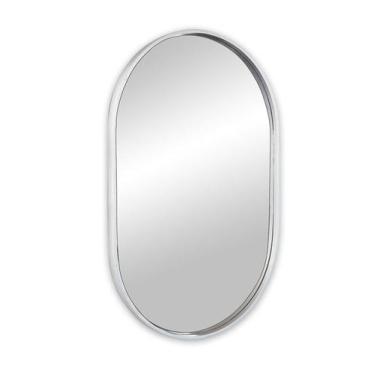 Imagem de Espelho Decorativo Oval Com Moldura Prata 80X50Cm - Papel De Parede