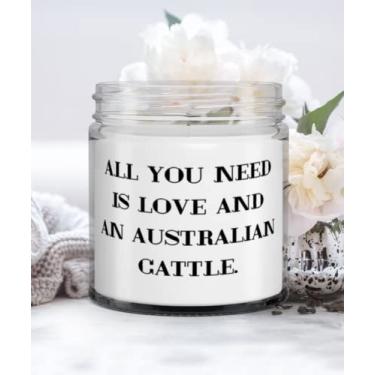 Imagem de Vela para cães de gado australiano da Sarcasm, tudo o que você precisa é amor e um gado australiano, presentes exclusivos para amantes de animais de estimação,