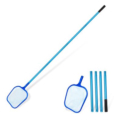 Imagem de SANLIKE Rede de escumadeira de piscina com 4 seções de alumínio - cesta de saco de malha ultrafina de 15 cm de profundidade para limpeza rápida dos melhores detritos, spas limpos, lagoas