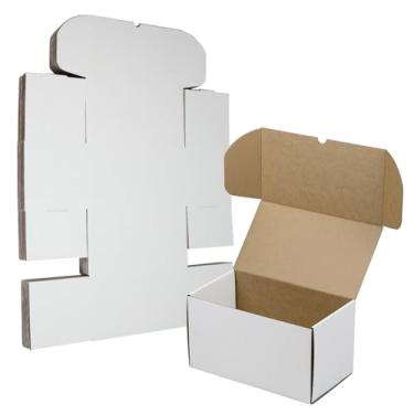 Imagem de HESESOH Conjunto de 20 caixas de transporte de 11x6x6 polegadas, caixa de papelão ondulado branco, mailer de literatura para embalar pequenas empresas