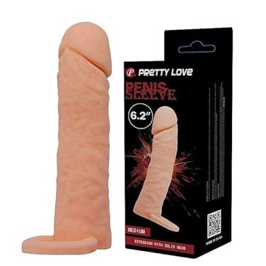 Imagem de Capa Peniana 16cm x 4cm Extensora Cyberskin com Anel para Escroto Pretty Love Tamanho Penetrável 12cm x 3,2cm